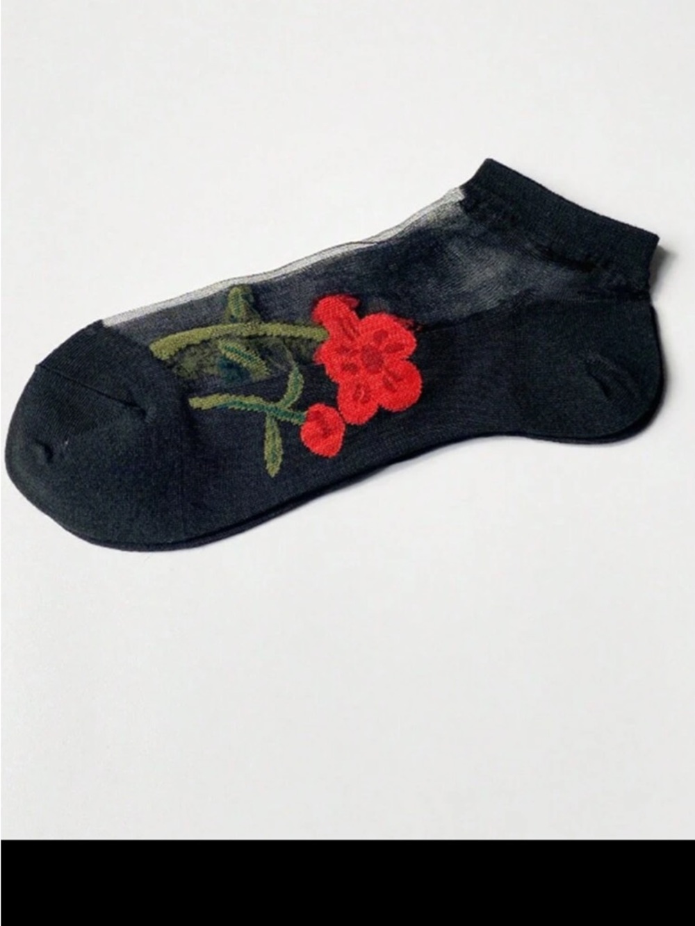Black Floral Ankle Socks - Pack of 5 - Picture 6 of 6
